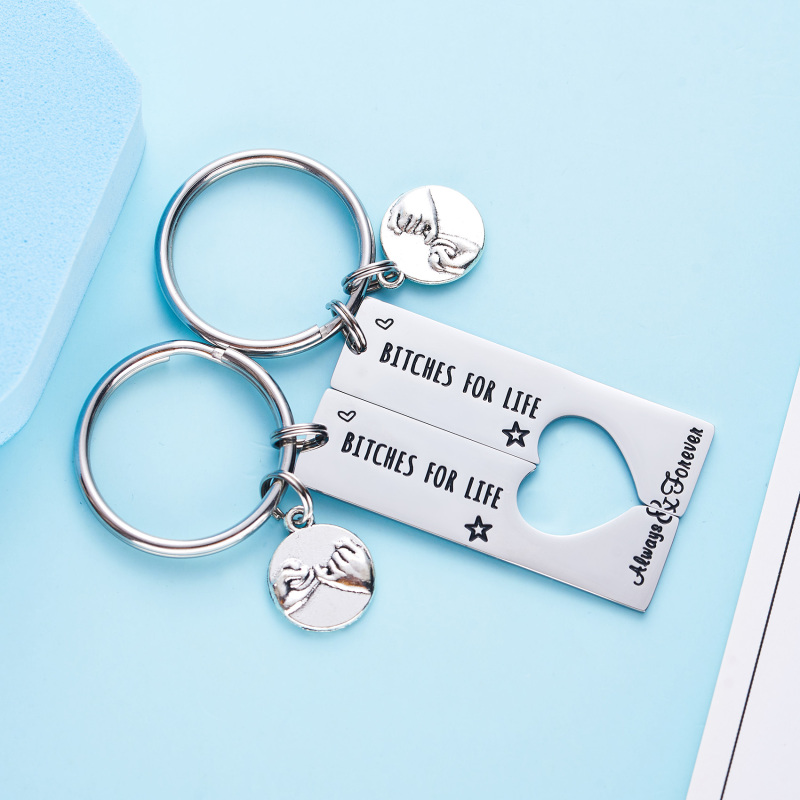 LParkin Best Friend Keychain Set of 2 Best Bitches for Life BFF Sister Gift Bestie Gifts Christams Birthday Maid of Honor Gift Bitches Love Forever Ke