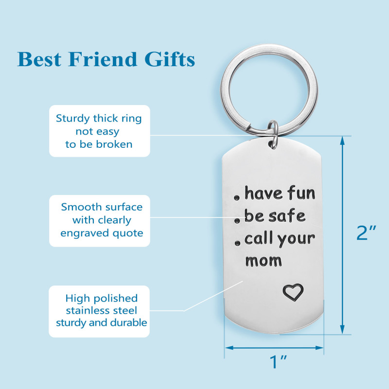 LParkin College Student Gifts High School Graduation Gifts Fun Keychain for Daughter Mom- Have Fun Be Safe Call Your Mom Keychain for Her Him