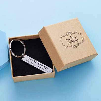 LParkin You’ll Always Be My Person You're My Person Stainless Steel Rectangle Keychain Keyring Best Friend Boyfriend Girlfriend