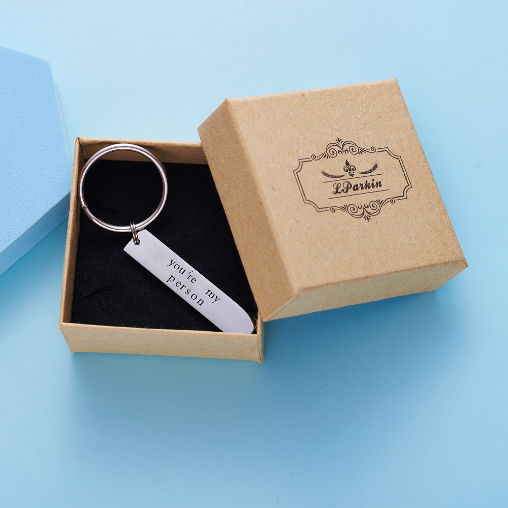 LParkin You’ll Always Be My Person You're My Person Stainless Steel Rectangle Keychain Keyring Best Friend Boyfriend Girlfriend