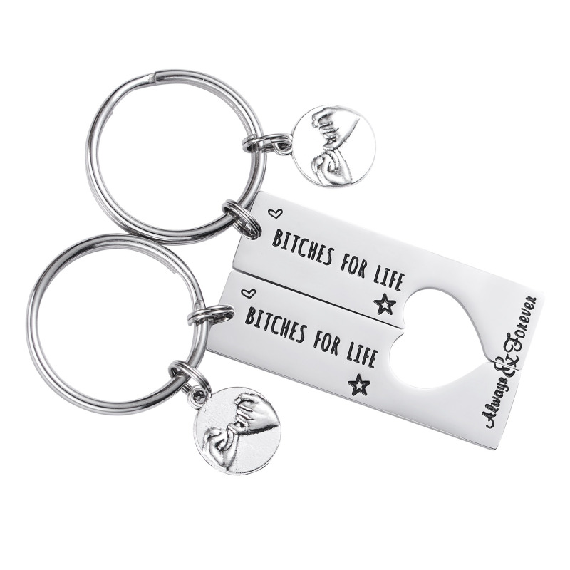 LParkin Best Friend Keychain Set of 2 Best Bitches for Life BFF Sister Gift Bestie Gifts Christams Birthday Maid of Honor Gift Bitches Love Forever Ke