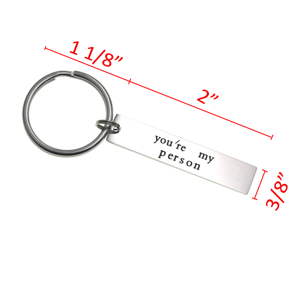 LParkin You’ll Always Be My Person You're My Person Stainless Steel Rectangle Keychain Keyring Best Friend Boyfriend Girlfriend