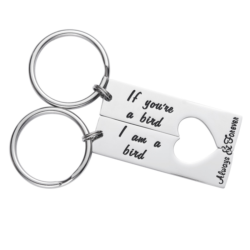 LParkin If You're A Bird I'm A Bird Boyfriend Girlfriend Couples Anniversary Wedding Day Necklace Keychain Set Stainless Steel Polished Finish