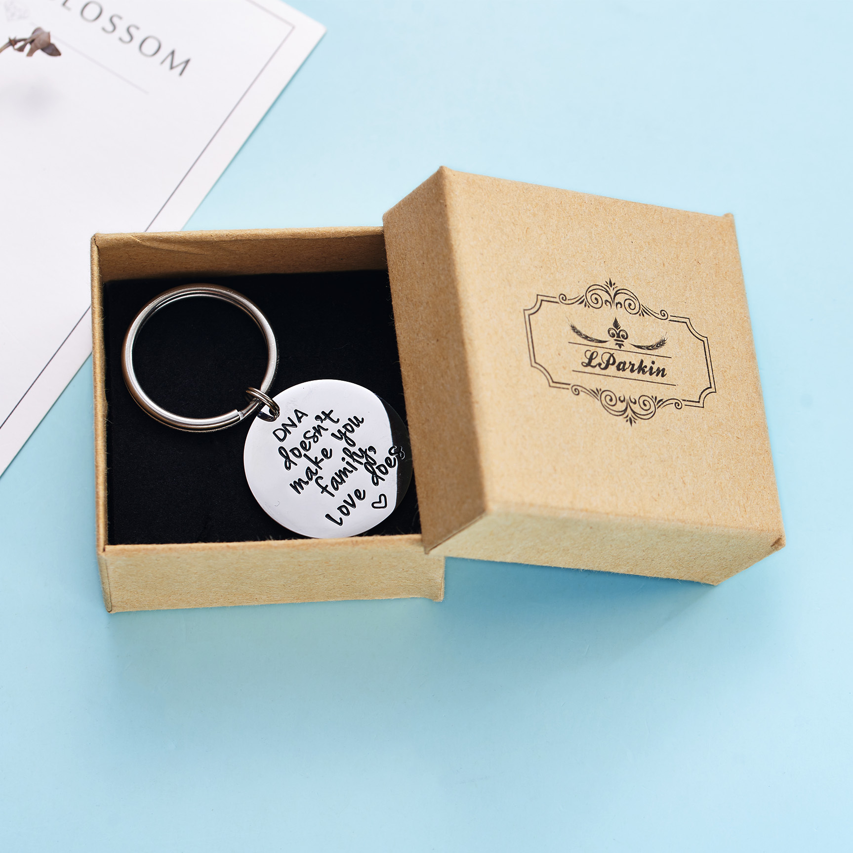 LParkin Stepdad Keychain Stepfather Gift Step DNA Doesn't Make You Family Love Does Gift for Stepdad