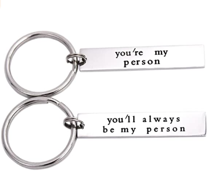 LParkin You’ll Always Be My Person You're My Person Stainless Steel Rectangle Keychain Keyring Best Friend Boyfriend Girlfriend