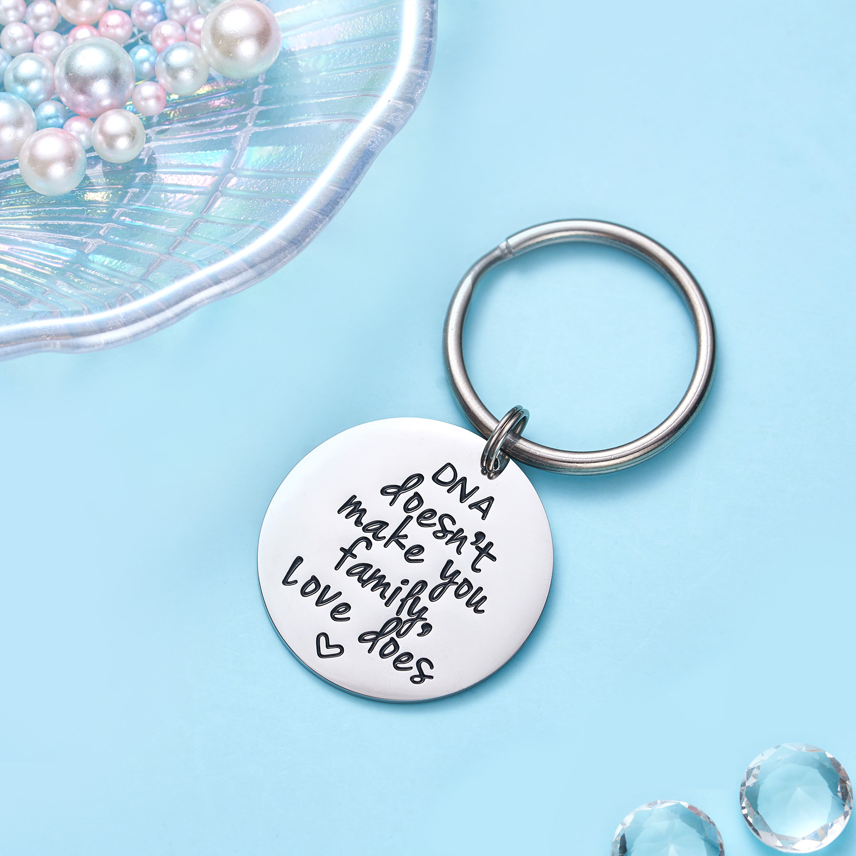LParkin Stepdad Keychain Stepfather Gift Step DNA Doesn't Make You Family Love Does Gift for Stepdad