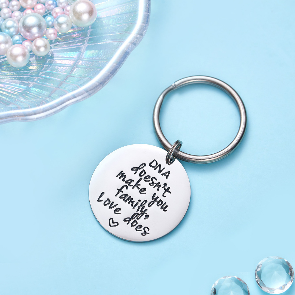 LParkin Stepdad Keychain Stepfather Gift Step DNA Doesn't Make You Family Love Does Gift for Stepdad