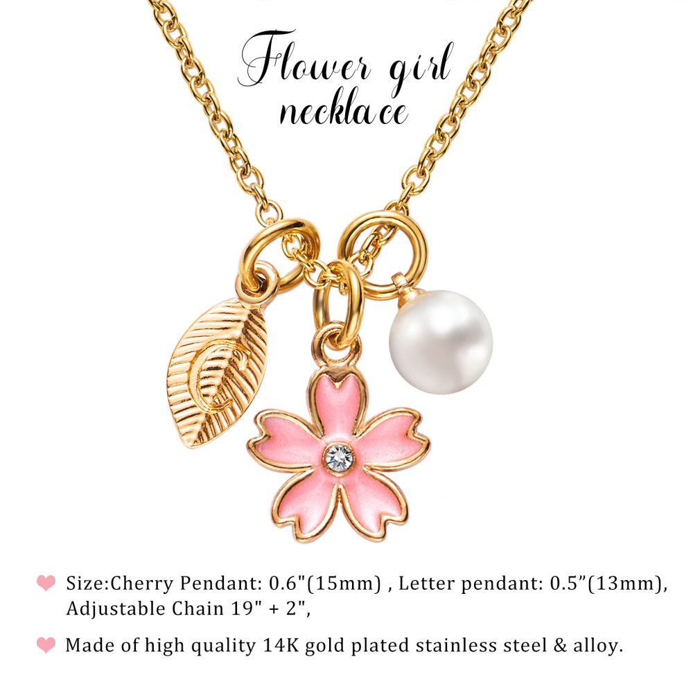 Flower Girl Necklace Proposal, Flower Girl Necklace with Initial, Will You Be My Flower Girl Gift, Flower Jewelry for Girl