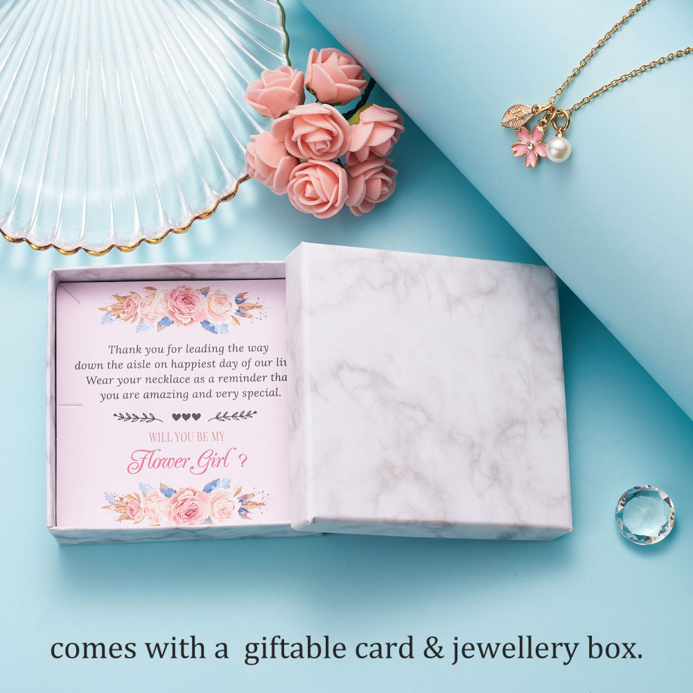 Flower Girl Necklace Proposal, Flower Girl Necklace with Initial, Will You Be My Flower Girl Gift, Flower Jewelry for Girl