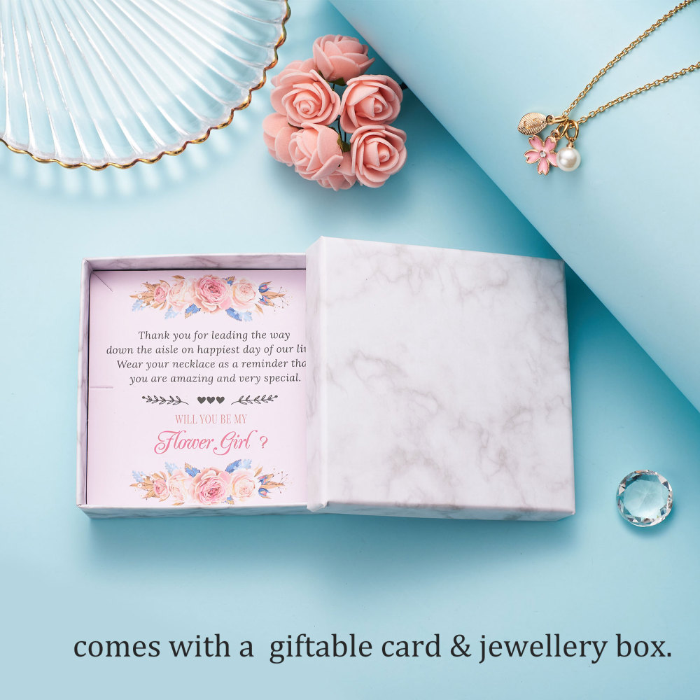 Flower Girl Necklace Proposal, Flower Girl Necklace with Initial, Will You Be My Flower Girl Gift, Flower Jewelry for Girl
