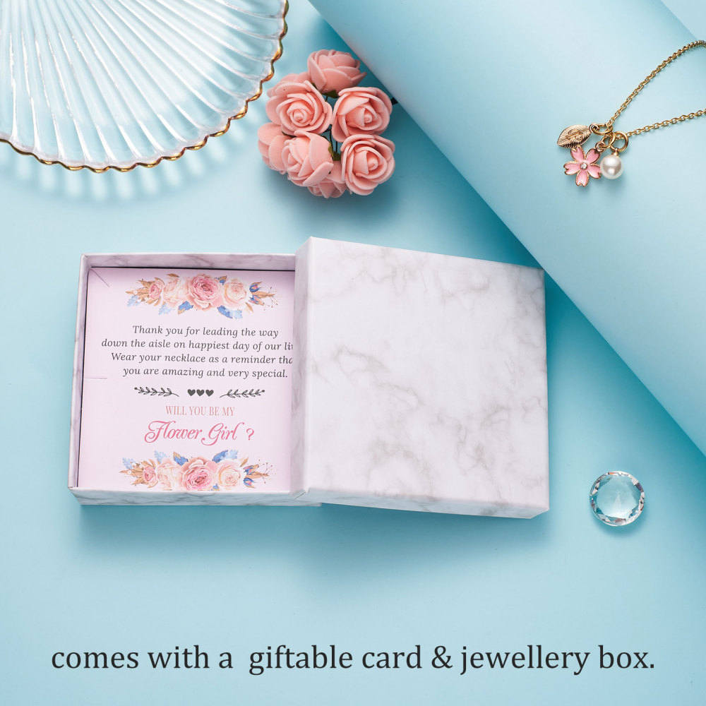 Flower Girl Necklace Proposal, Flower Girl Necklace with Initial, Will You Be My Flower Girl Gift, Flower Jewelry for Girl