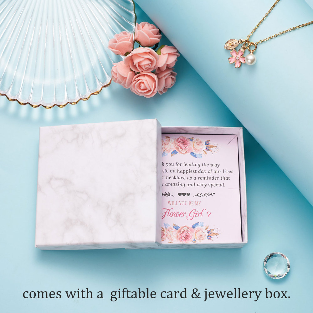 Flower Girl Necklace Proposal, Flower Girl Necklace with Initial, Will You Be My Flower Girl Gift, Flower Jewelry for Girl