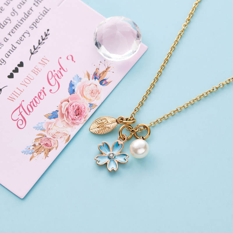 Flower Girl Necklace Proposal, Flower Girl Necklace with Initial, Will You Be My Flower Girl Gift, Flower Jewelry for Girl