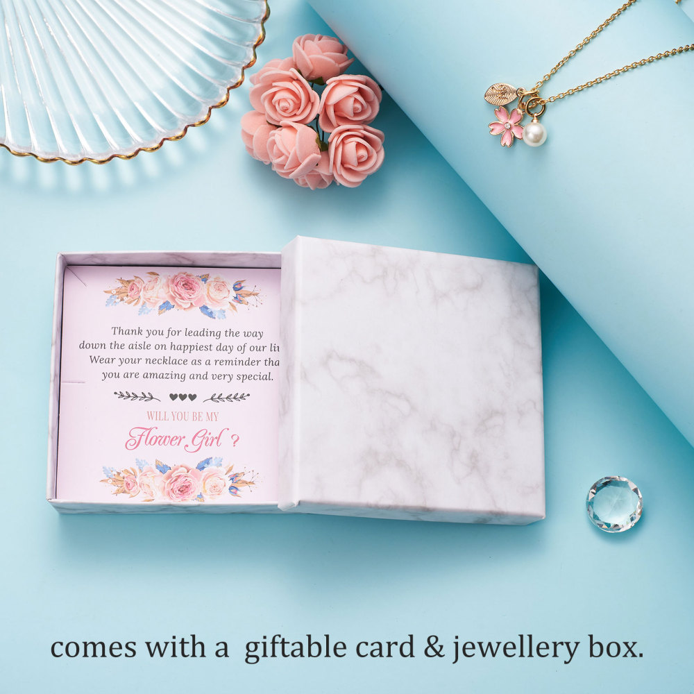Flower Girl Necklace Proposal, Flower Girl Necklace with Initial, Will You Be My Flower Girl Gift, Flower Jewelry for Girl