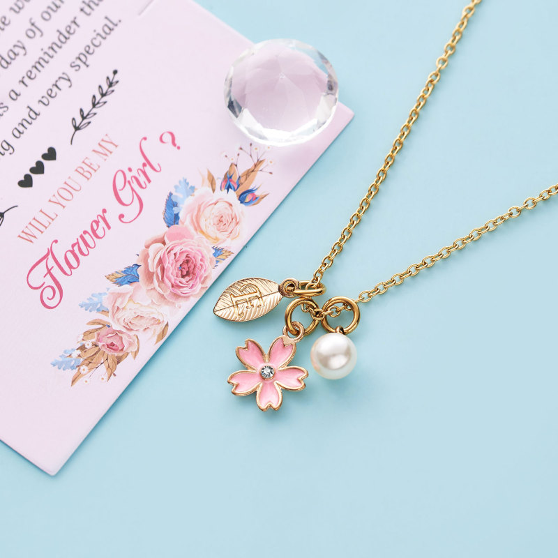 Flower Girl Necklace Proposal, Flower Girl Necklace with Initial, Will You Be My Flower Girl Gift, Flower Jewelry for Girl