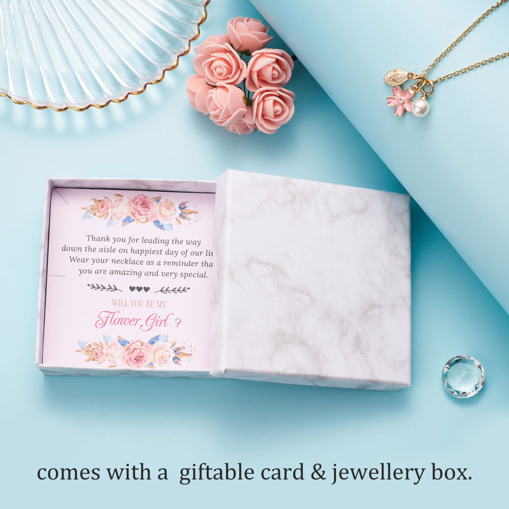Flower Girl Necklace Proposal, Flower Girl Necklace with Initial, Will You Be My Flower Girl Gift, Flower Jewelry for Girl