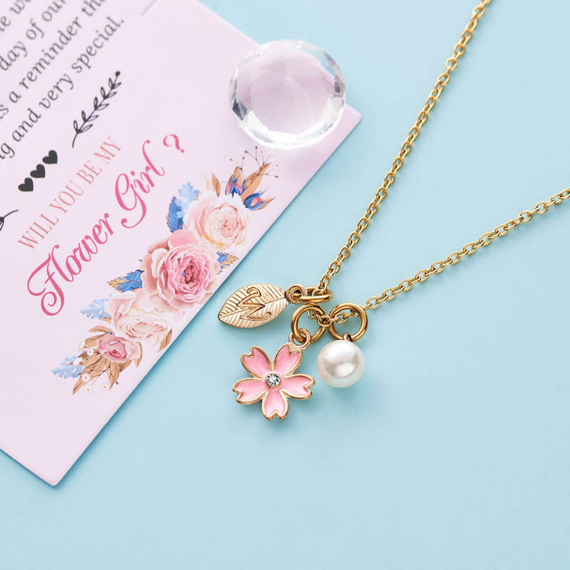Flower Girl Necklace Proposal, Flower Girl Necklace with Initial, Will You Be My Flower Girl Gift, Flower Jewelry for Girl