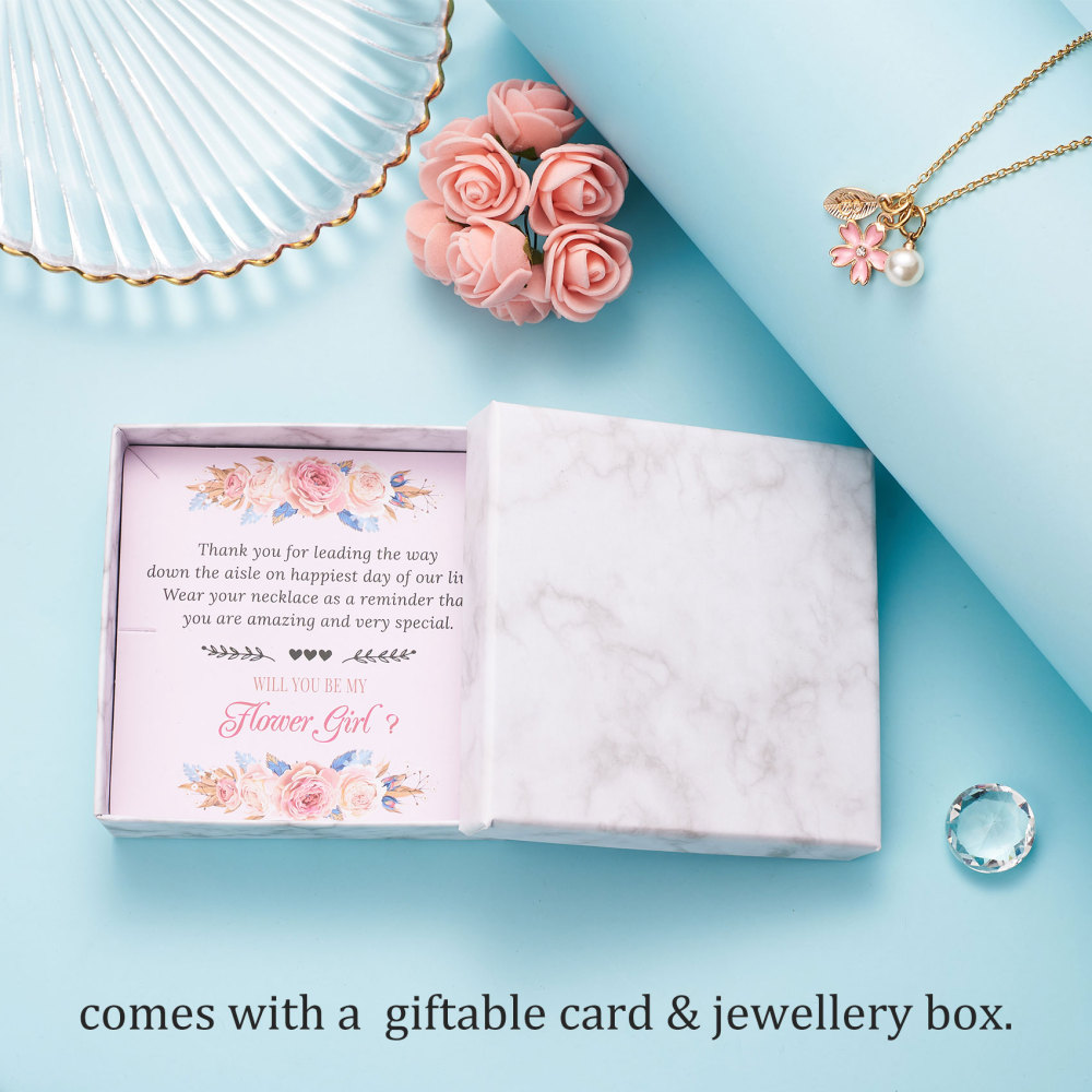 Flower Girl Necklace Proposal, Flower Girl Necklace with Initial, Will You Be My Flower Girl Gift, Flower Jewelry for Girl