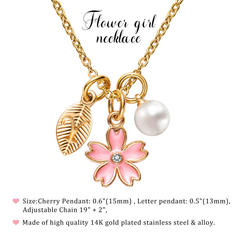 Flower Girl Necklace Proposal, Flower Girl Necklace with Initial, Will You Be My Flower Girl Gift, Flower Jewelry for Girl