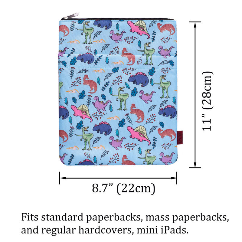 Book Sleeve Cute Dinosaur Book Covers for Paperbacks,Washable Fabric, Book Sleeves with Zipper, Medium 11 Inch X 8.7 Inch Dinosaur Gifts for Book Love