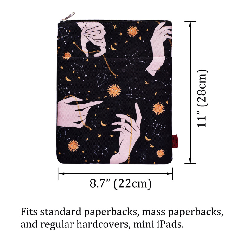 Book Sleeve Sun Constellations, Book Covers for Paperbacks, Washable Fabric, Book Sleeves with Zipper, Medium 11 Inch X 8.7 Inch Book Lover Gifts