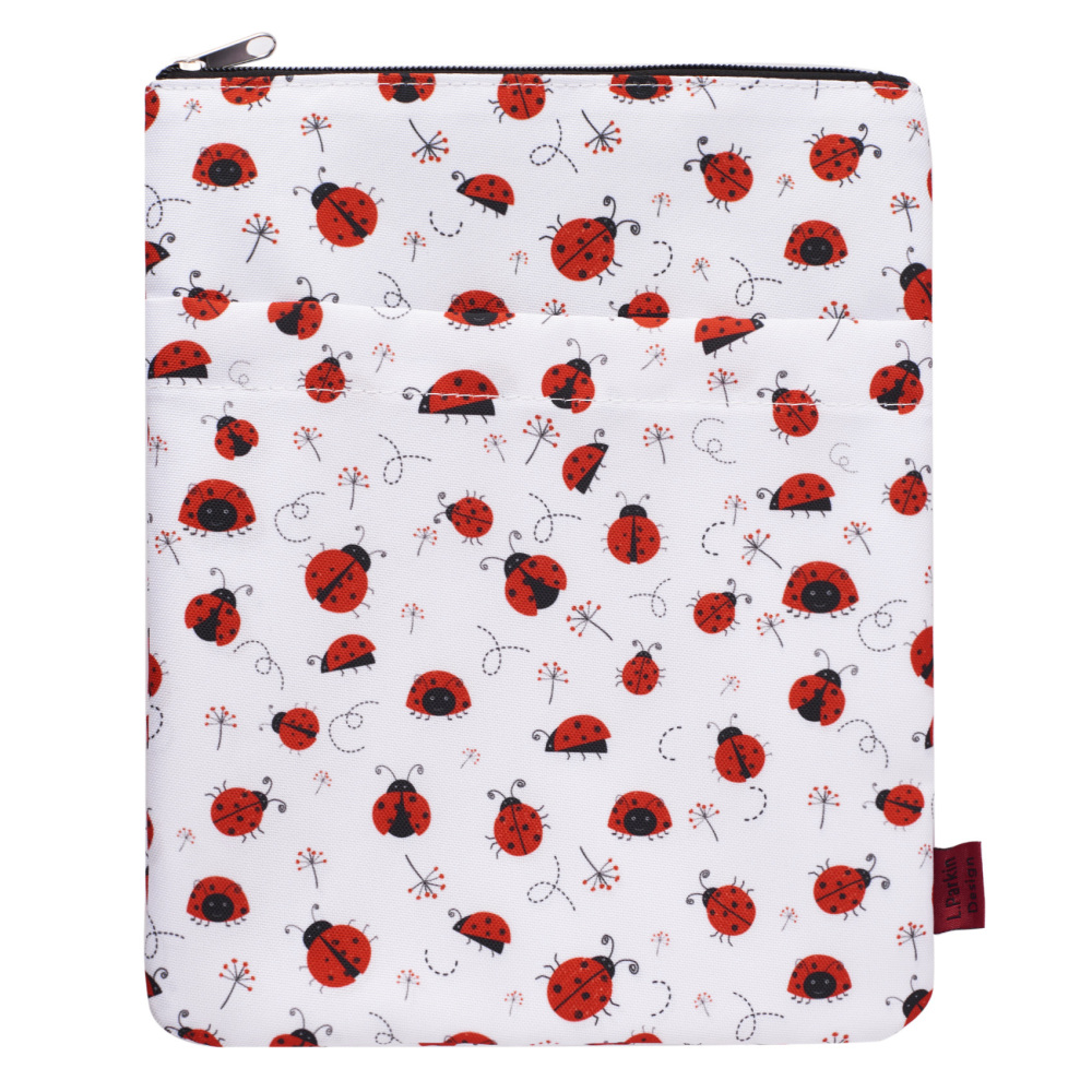 Book Sleeve Ladybug Book Protector, Book Covers for Paperbacks, Washable Fabric, Book Sleeves with Zipper, Medium 11 Inch X 8.7 Inch Book Lover Gifts