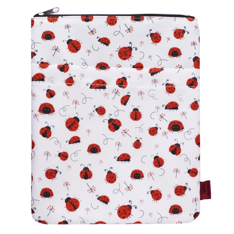 Book Sleeve Ladybug Book Protector, Book Covers for Paperbacks, Washable Fabric, Book Sleeves with Zipper, Medium 11 Inch X 8.7 Inch Book Lover Gifts