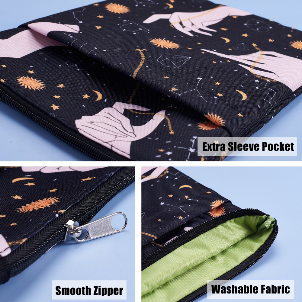 Book Sleeve Sun Constellations, Book Covers for Paperbacks, Washable Fabric, Book Sleeves with Zipper, Medium 11 Inch X 8.7 Inch Book Lover Gifts