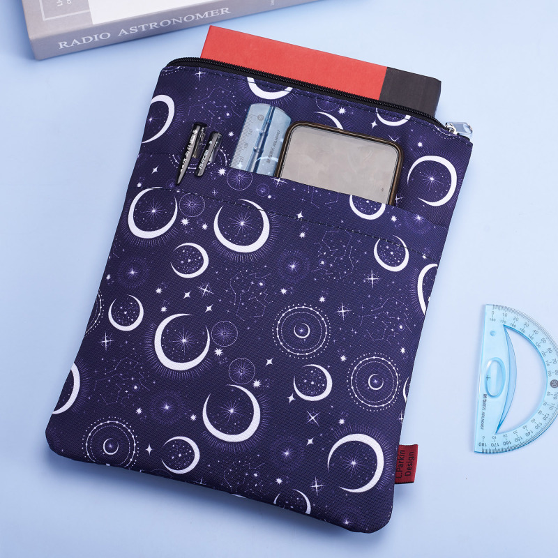 Book Sleeve Moon and Star Book Protector, Book Covers for Paperbacks, Washable Fabric, Book Sleeves with Zipper, Medium 11 Inch X 8.7 Inch