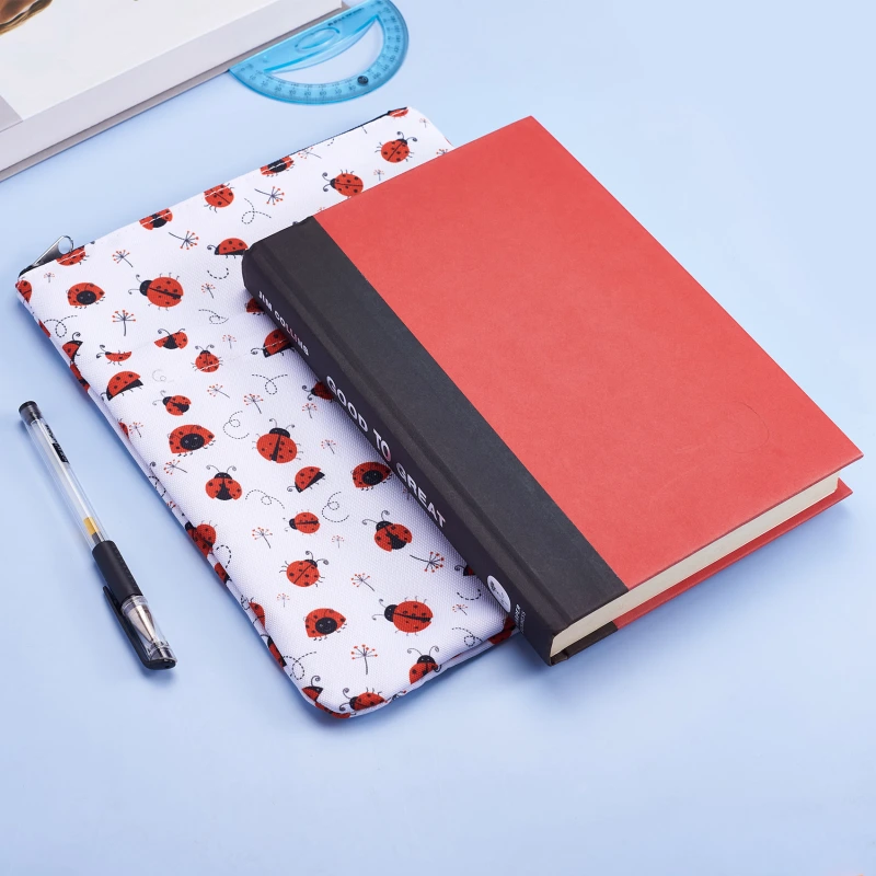 Book Sleeve Ladybug Book Protector, Book Covers for Paperbacks, Washable Fabric, Book Sleeves with Zipper, Medium 11 Inch X 8.7 Inch Book Lover Gifts