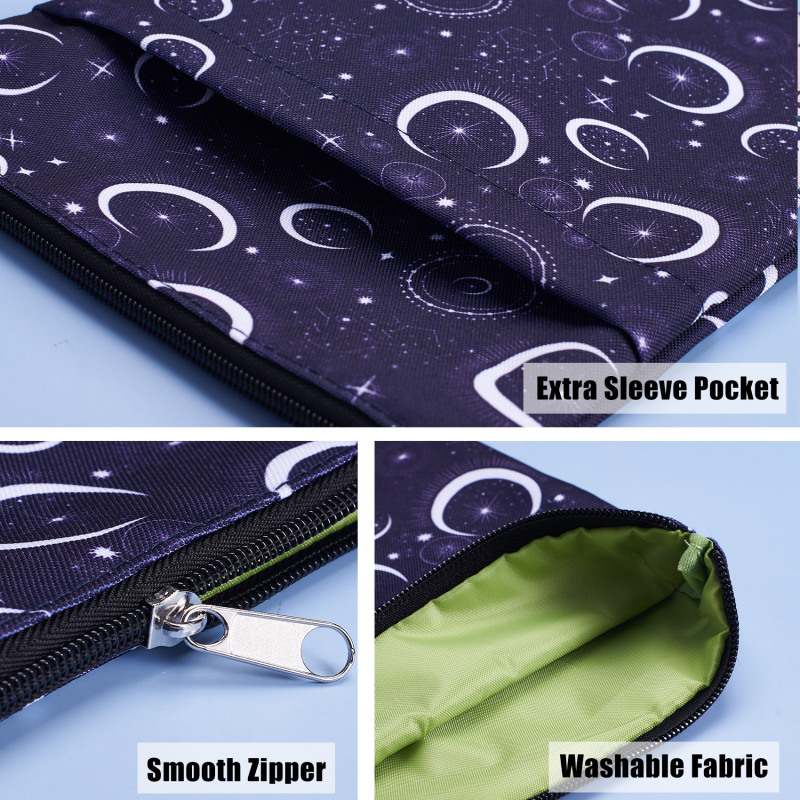 Book Sleeve Moon and Star Book Protector, Book Covers for Paperbacks, Washable Fabric, Book Sleeves with Zipper, Medium 11 Inch X 8.7 Inch