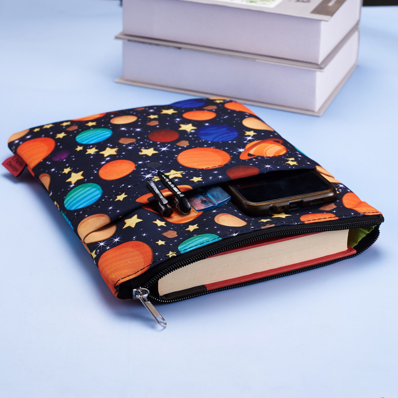 Book Sleeve Galaxy Space Book Protector, Book Covers for Paperbacks, Washable Fabric, Book Sleeves with Zipper, Medium 11 Inch X 8.7 Inch Bookish Gift