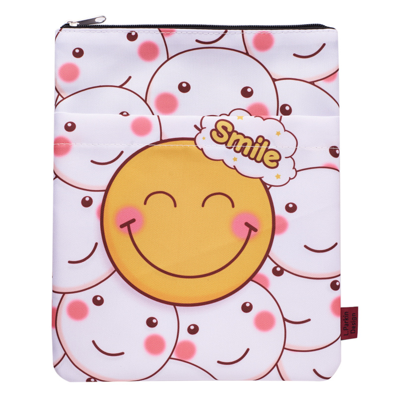 Book Sleeve Smiley Face Book Protector, Book Covers for Paperbacks, Washable Fabric, Book Sleeves with Zipper, Medium 11 Inch X 8.7 Inch