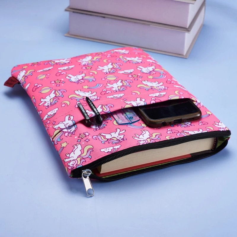 Book Sleeve Cute Unicorn Book Covers for Paperbacks,Washable Fabric, Book Sleeves with Zipper, Medium 11 Inch X 8.7Inch, Unicorn Gifts for Girls