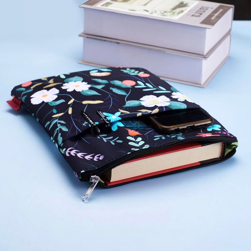 Book Sleeve Floral Book Protector, Book Covers for Paperbacks, Washable Fabric, Book Sleeves with Zipper, Medium 11 Inch X 8.7 Inch Book Lover Gifts