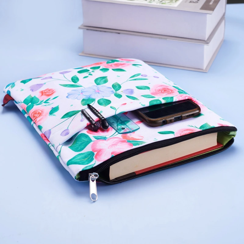 Book Sleeve Floral Book Protector, Book Covers for Paperbacks, Washable Fabric, Book Sleeves with Zipper, Medium 11 Inch X 8.7 Inch Book Lover Gifts