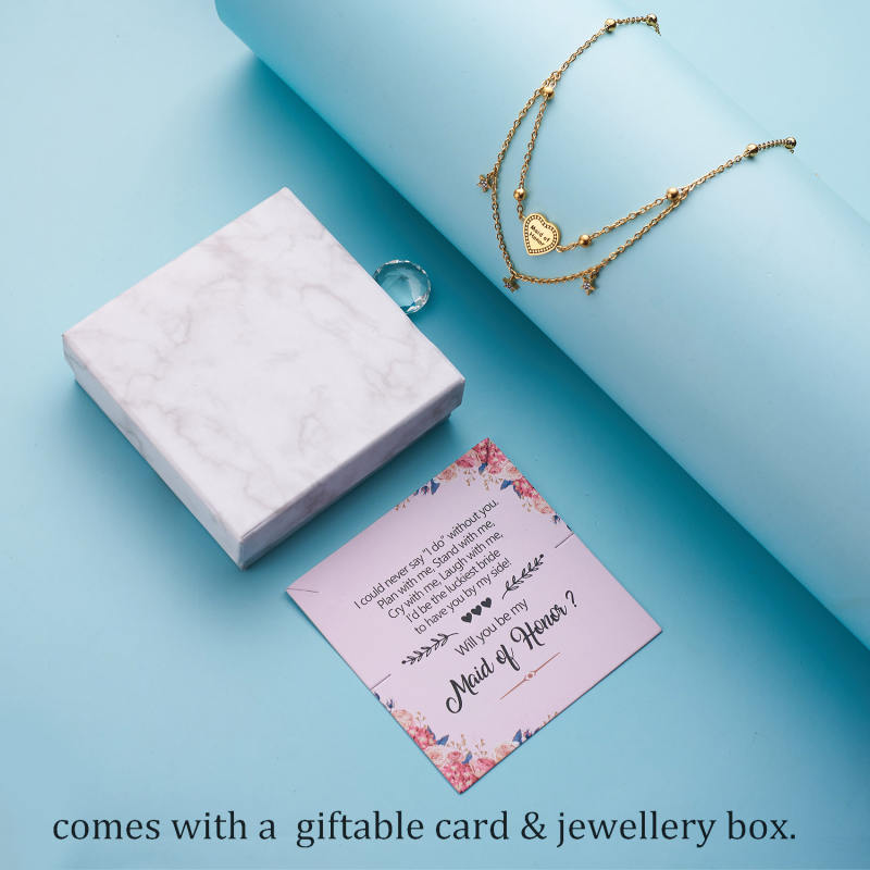 Maid Of Honor Necklace Maid Of Honor Gifts from the Bride Layered Necklace Dainty Jewelry Gifts for Bridesmaids Wedding Gift with Box Card