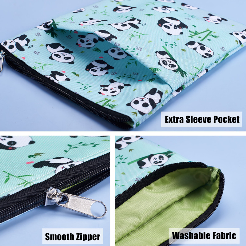 Book Sleeve Panda Book Protector, Book Covers for Paperbacks, Washable Fabric, Book Sleeves with Zipper, Medium 11 Inch X 8.7 Inch Bookish Gift