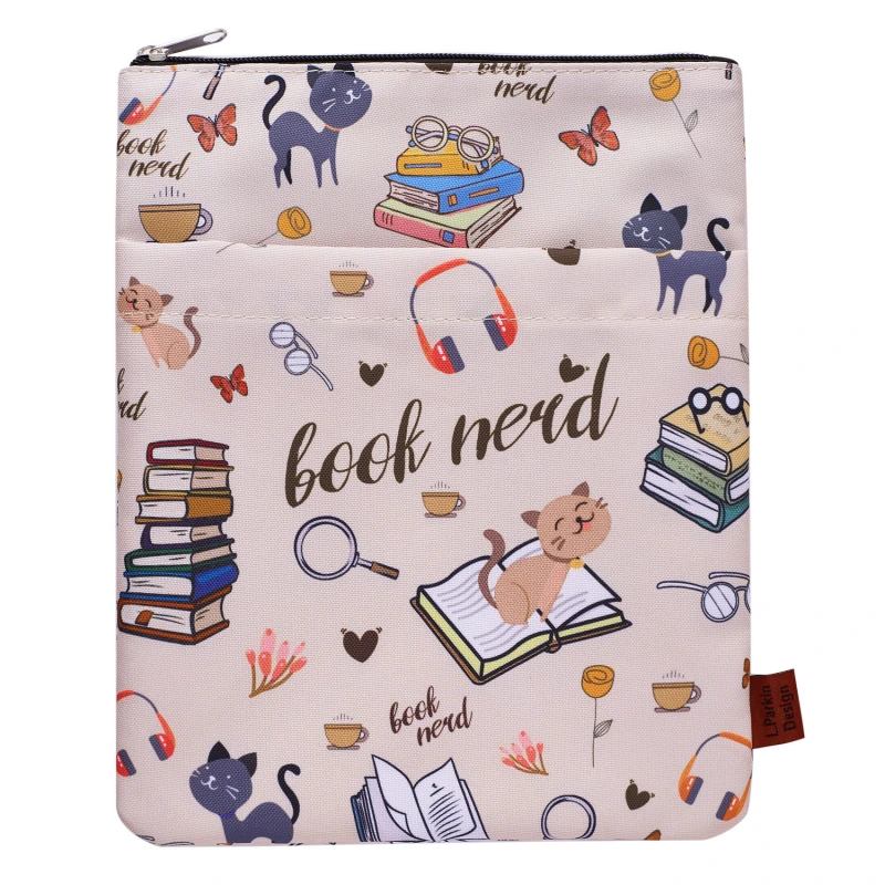 Book Sleeve for Book Lovers, Book Nerd Book Protector, Book Covers for Paperbacks, Washable Fabric, Book Sleeves with Zipper, Medium 11 Inch X 8.7 Inc