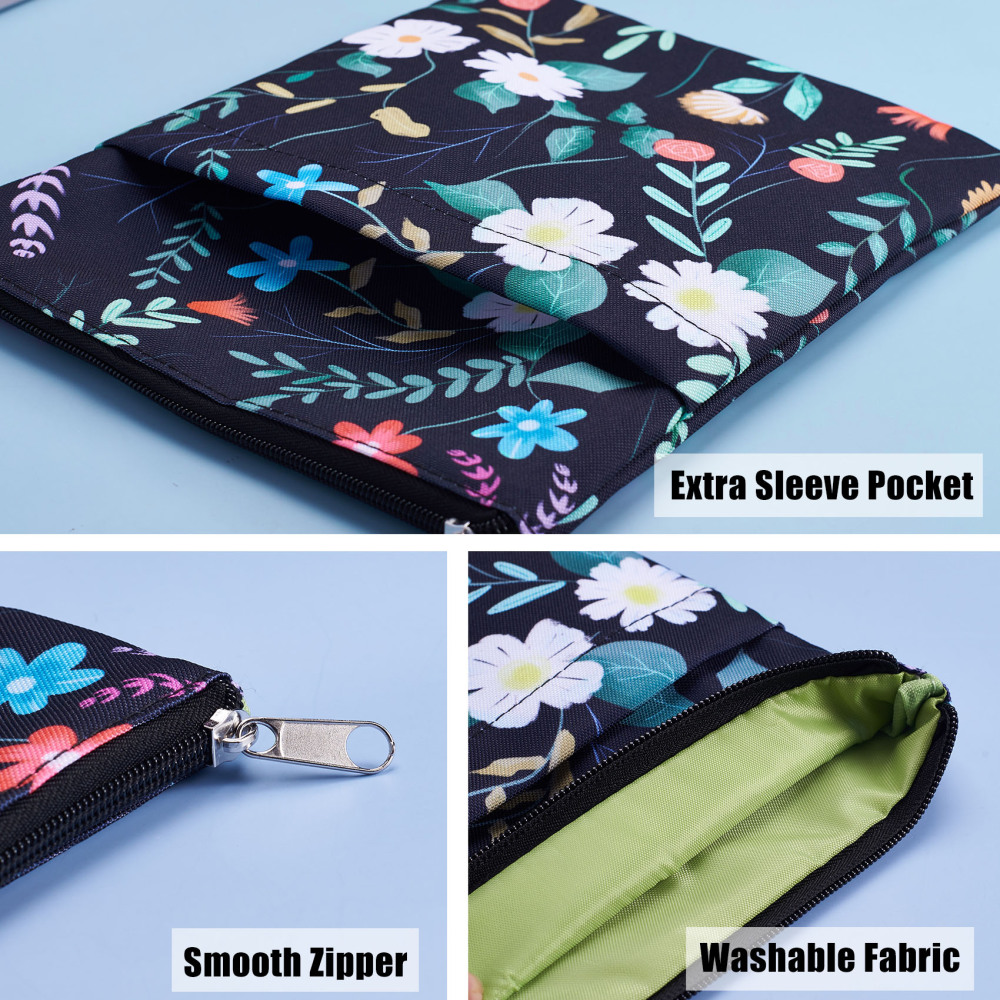 Book Sleeve Floral Book Protector, Book Covers for Paperbacks, Washable Fabric, Book Sleeves with Zipper, Medium 11 Inch X 8.7 Inch Book Lover Gifts