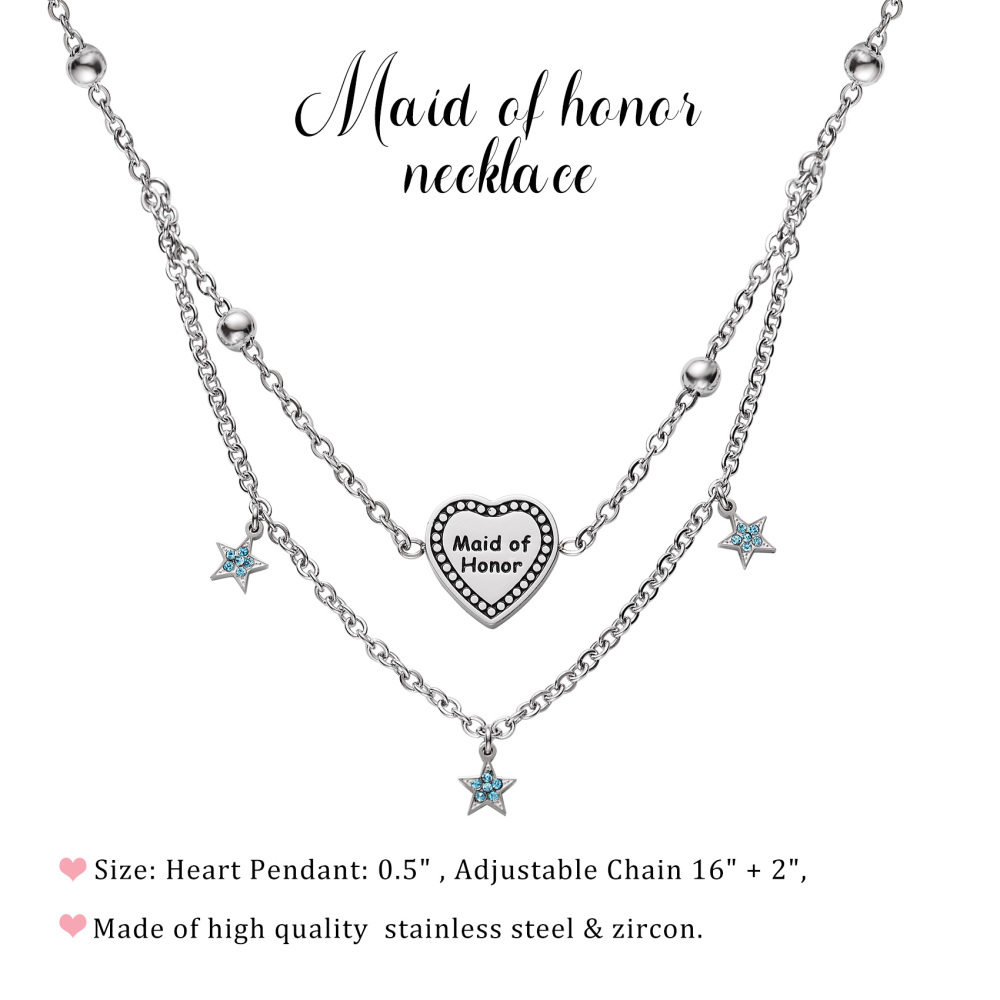 Maid Of Honor Necklace Maid Of Honor Gifts from the Bride Layered Necklace Dainty Jewelry Gifts for Bridesmaids Wedding Gift with Box Card