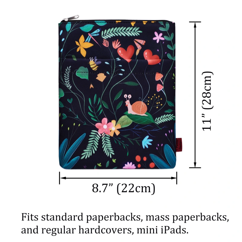 Book Sleeve Floral Book Protector, Book Covers for Paperbacks, Washable Fabric, Book Sleeves with Zipper, Medium 11 Inch X 8.7 Inch Book Lover Gifts