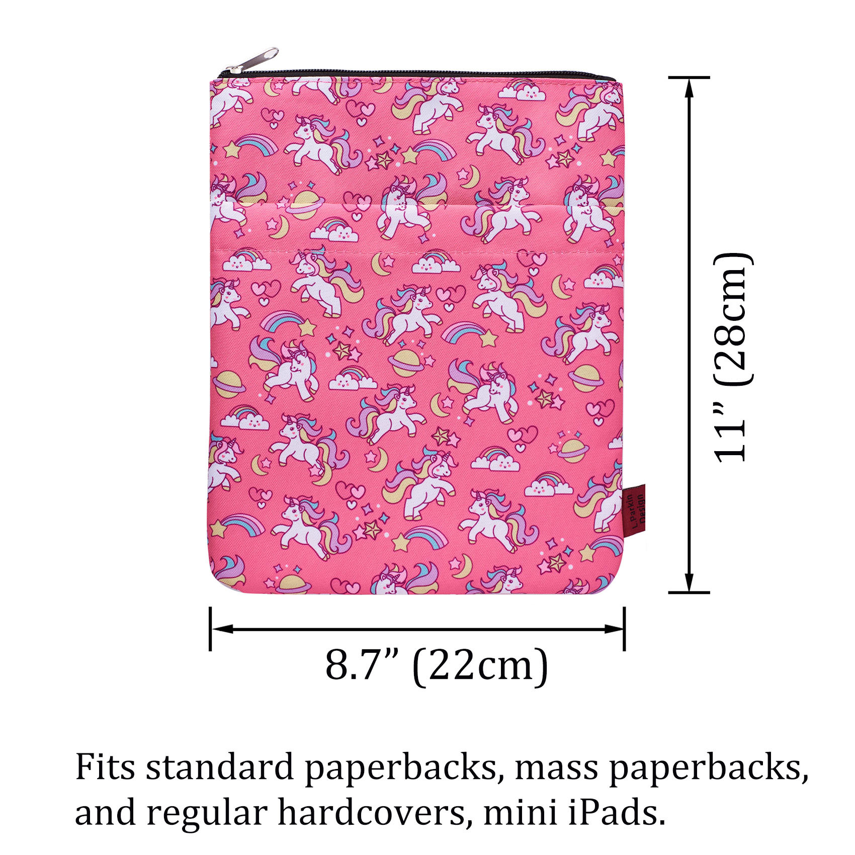 Book Sleeve Cute Unicorn Book Covers for Paperbacks,Washable Fabric, Book Sleeves with Zipper, Medium 11 Inch X 8.7Inch, Unicorn Gifts for Girls