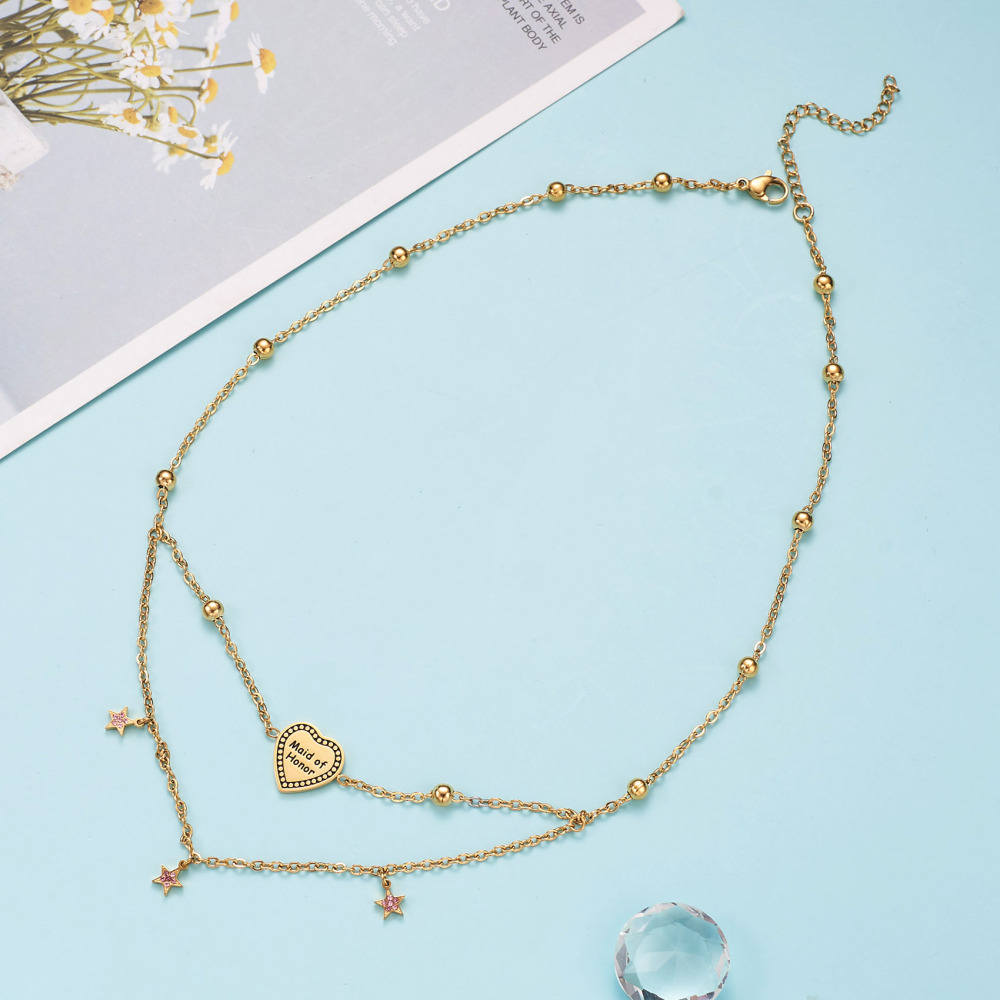 Maid Of Honor Necklace Maid Of Honor Gifts from the Bride Layered Necklace Dainty Jewelry Gifts for Bridesmaids Wedding Gift with Box Card