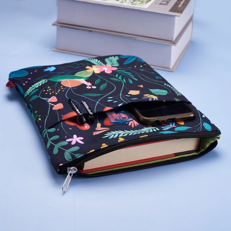 Book Sleeve Floral Book Protector, Book Covers for Paperbacks, Washable Fabric, Book Sleeves with Zipper, Medium 11 Inch X 8.7 Inch Book Lover Gifts