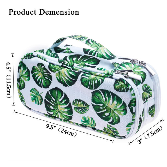 LParkin Tree Leaves Large Capacity Canvas Pencil Case Pen Bag Pouch Stationary Case Makeup Cosmetic Bag Gadget Box