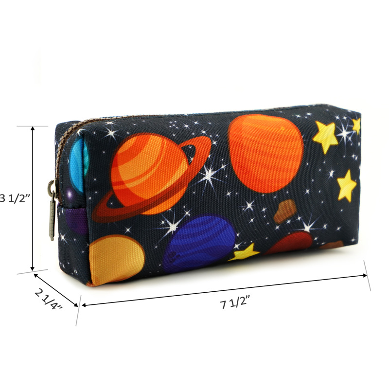 LParkin Space Canvas Student Galaxy Pencil Case Gifts for Boys Pen Bag Pouch Box Gadget Stationary Case Makeup Cosmetic Bag (Black)
