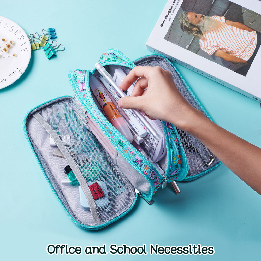 LParkin Axolotl Canvas Pencil Case Pen Bag Pouch Stationary Case Makeup Cosmetic Bag Gadget Bag Gift Kawaii Pencil Box