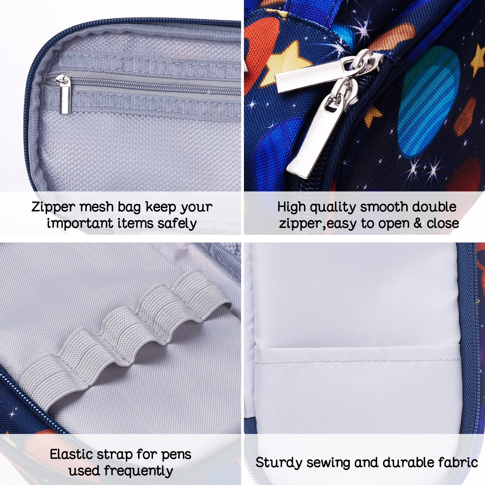 LParkin Space Canvas Student Galaxy Pencil Case Gifts for Boys Pen Bag Pouch Box Gadget Stationary Case Makeup Cosmetic Bag (Black)