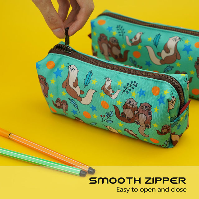 Otters Pencil Case Students Canvas Pen Bag Pouch Stationary Case Makeup Cosmetic Bag*